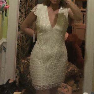 white sequin mini dress